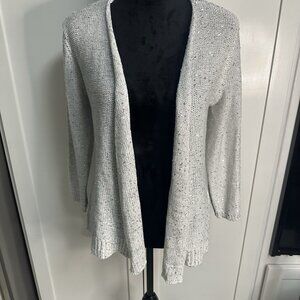 H by Halston Women's Silver Glitter Cardigan Sweater Size Medium Drape Design